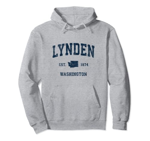 Lynden Washington WA Diseño deportivo vintage estampado azul marino Sudadera con Capucha