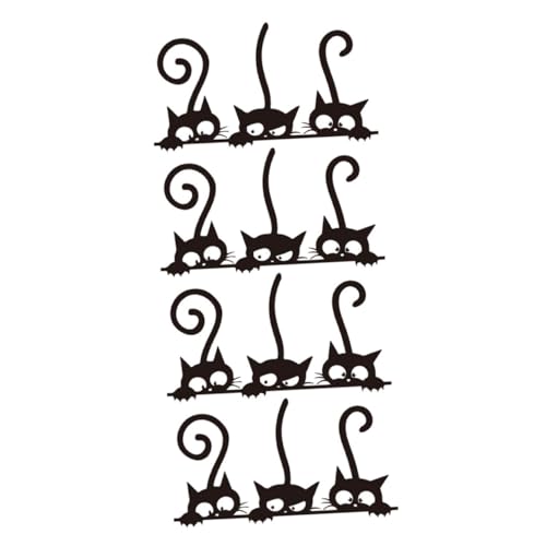 GLEAVI Adhesivo Decorativo de Pared de PVC Negro Set de 4 Piezas 20X30 CM Calcomanía Estática para Sala Dormitorio y Baño Vinilo Resistente para Decoración del Hogar