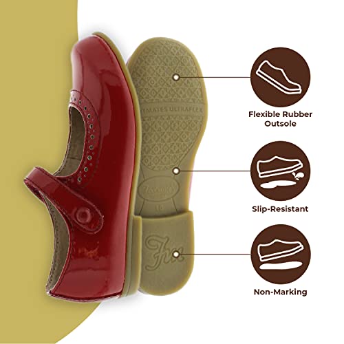 FOOTMATES Emma Patent Leather Mary Jane Girls Party Dress Shoes with Custom-Fit Insoles, Hard Bottom, Slip-Resistant Non-Marking Outsoles - for Toddlers and Little Kids, Ages 1-83