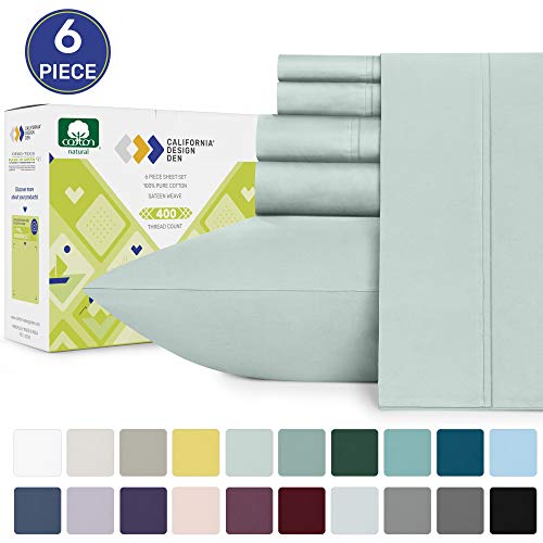 California Design Den Queen Sheet Set - 400 Thread Count 6 Piece Bedding