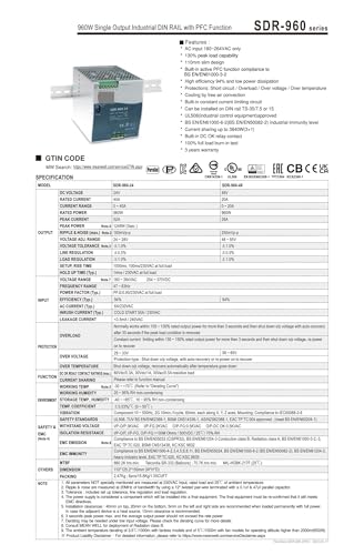 Alimentation SDR-960-24V haute efficacité pour bloc de commande d'usine - 3