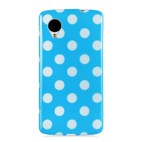 Gadgetsevil Jelly Mercury TPU Rubber Skin Slim Polka Dot Case for Google Nexus 5 (Light Blue)