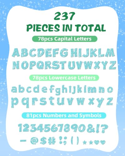 Image of 237 Pcs Glitter Bulletin Board Letters, Numbers and Punctuation 4 Inch
