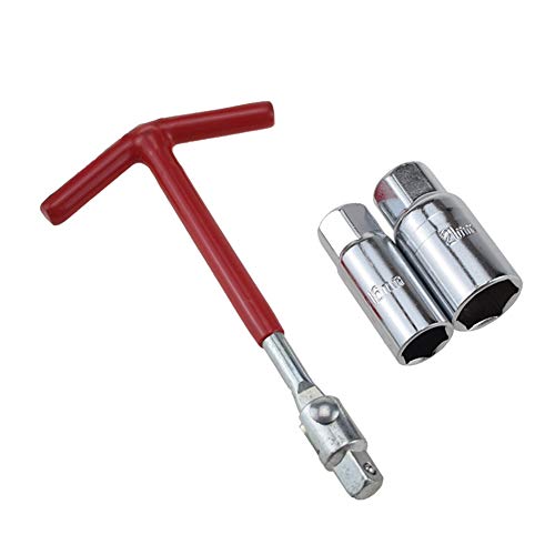 Holoras T-Handle Universal Joint Spark Plug Socket Wrench, 16mm 21mm Socket (Red)