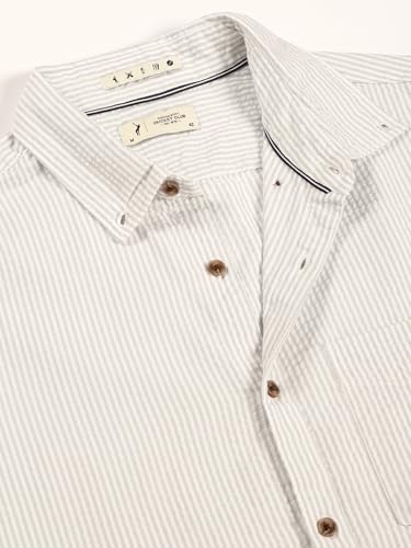 Image of Thomas Scott Men's | Slim Fit | Striped Design | Button-Down Collar | 100% Cotton Casual Shirt for Mens