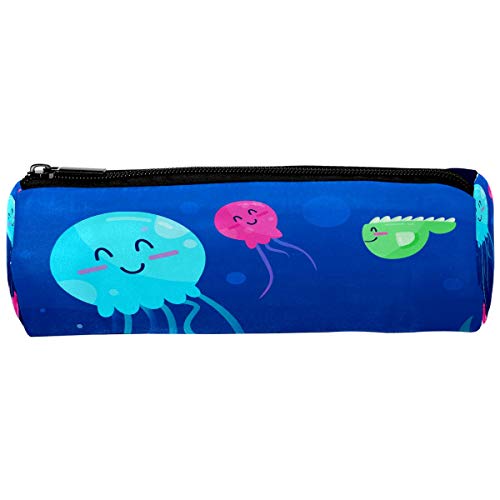 Preisvergleich Produktbild Federmäppchen, rund, Stiftehalter, Aufbewahrungstasche für Schreibwaren, kreative Kosmetik, Make-up-Tasche, Geschenk, Studenten, Zubehör für Schule, Arbeit, Büro, Meerestier, Blau