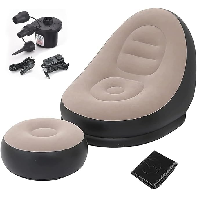 DTR Creation Inflatable Lounge Chair for Adults, Foldable Air Couch Sofa, Grey, 40D X 30W X 10H CM, Modern Style, Inflatable Sofa, Loveseat, 150 KG Weight Capacity-image-29