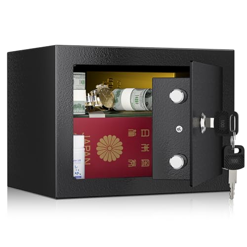 WASJOYE 金庫小型 ミニ金庫 キーロック式 小型簡易保管庫