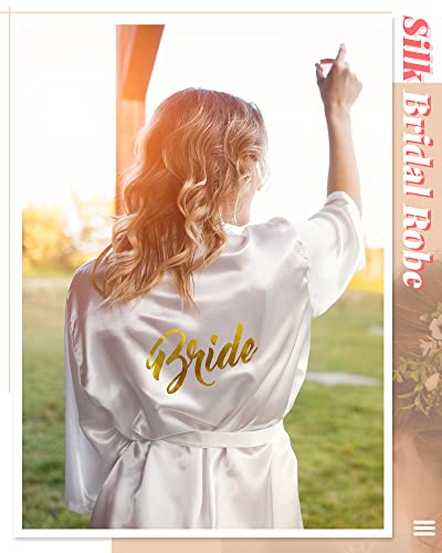 Jecery 12 Pcs Bridal Party Robes Bridesmaid Kimono Robe with Gold Glitter Satin Robe for Bridal Shower Bachelorette Wedding4