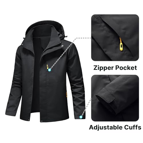 Image of Lamgool Waterproof Jackets for Men Lightweight Rain Jacket Hooded Raincoat Zip Windbreaker for Running Hiking Travel