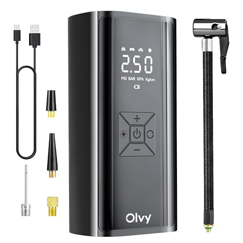 Olvy Compressor Bandenpomp - 7000 mAh - Draagbare Luchtcompressor - Elektrische Fietspomp -...