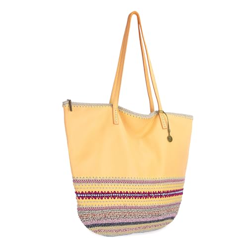 Image of The Sak Faye Tote Bag - Hand Crochet Women's Purse For Everyday & Travel - Handbag With Zipper Pocket & Shoulder Straps