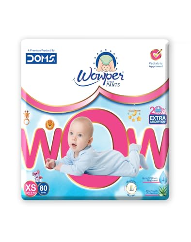 Image of Wowper Baby Diaper Pants | XS-80 counts | Wetness Indicator |Anti Rash |up to 12 hrs Absorption |0-5 Kg | Super Soft Diapers