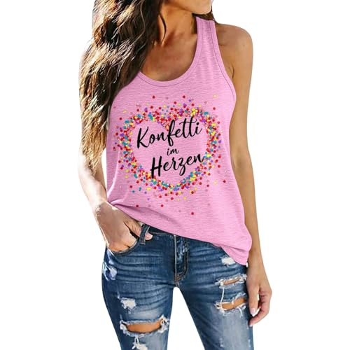 Generisch Camiseta de tirantes de moda para fiestas de carnaval, cómoda, elástica, sin mangas, con diseño, Rosa., L