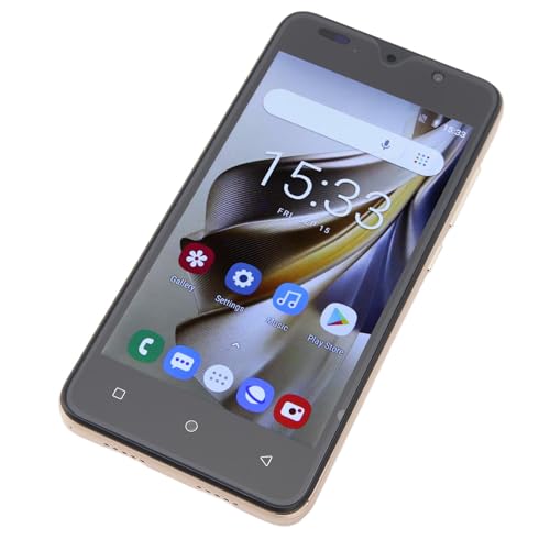aqxreight Teléfono Inteligente de 5 Pulgadas con Pantalla 1440x3040, 4 GB de RAM, Almacenamiento de 32 GB, Cámaras Duales, Funcionalidad de Doble SIM, Ultra Delgado para 12 (Gold)
