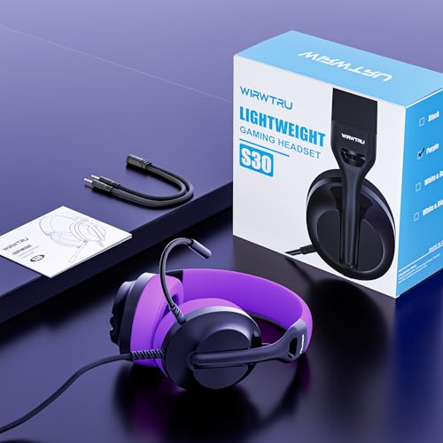 Image of WIRWTRU Wired Gaming Headset for PS5, Xbox, Xbox Series X|S, PC, PS4 | 198g Lightweight Design, Noise Cancelling Microphone, Soft Earmuffs, 3.5mm Jack for Gaming & Work