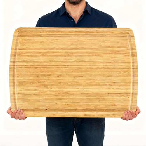 GarveeHome 30 x 20 Extra Large Cutting Board, Bamboo Stove Top Cover, Over the Sink Cutting Board with Juice Groove, Heavy Duty Charcuterie Board for