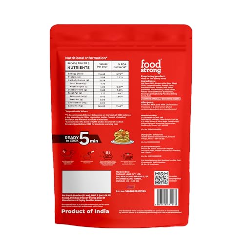 Image of Foodstrong Oats and Millets Chocolate Banana Pancake Mix, High Protein & Fibre, No Maida, No Refined Sugar - Made With Jaggery, Eggless Instant Breakfast Mix 250 g