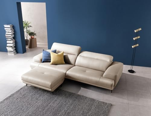 Image of Fabrique Rustic Leatherette 3 Seater Sofa Set with Puffy Moden Design Off White | Moveable Headrest | Stylish Home Office & Living Room Furniture | Lightweight Design Durable Stainless Steel Legs