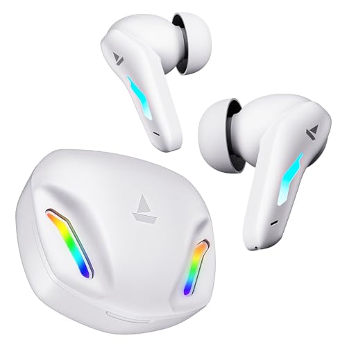 Boat Immortal 100 TWS Earbuds with Beast Mode(40ms Low Latency), 30 Hours Playback & RGB LEDs Bluetooth Ear Buds (White Sabre)
