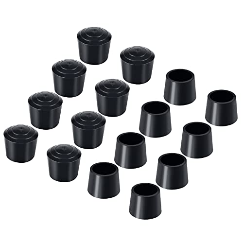 16 Piezas Gorras de Puntas de Patas de Silla, Caucho Gorras para Patas de Silla para en Interiores, Exteriores, Patios, Jardines, oficinas Uso, Diámetro Interno - 7/8 Pulgada / 22 mm, Negro Cover