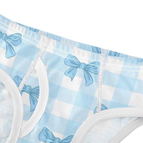 Wusikd Light Blue Bows Gingham Boys' Underwear Cotton Boys Briefs Soft Toddler Underwear 2T4