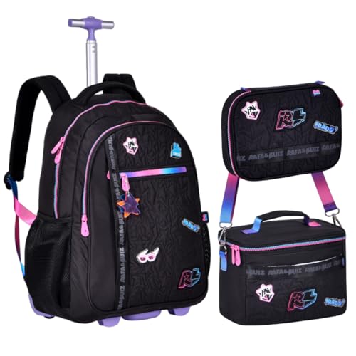 Kit Escolar Mochila de Rodinha Lancheira Térmica Estojo Box Rafa & Luiz RL24018