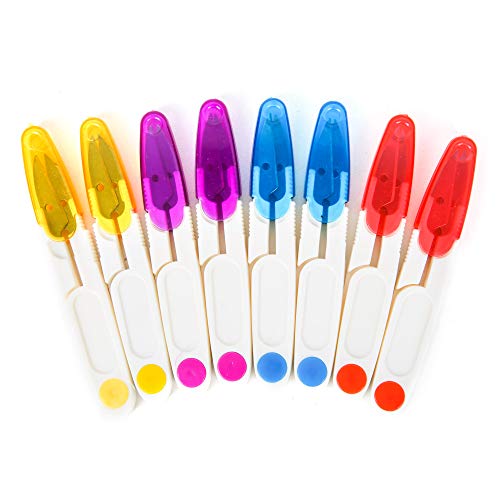 PROLOSO 20 Pcs U-scissors Thread Clippers for Sewing Thread Snips with Cover Thrimming Nippers Stitch Sewing Yarn Cutter