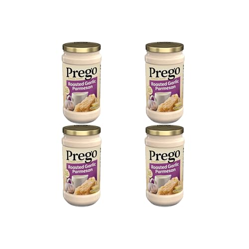 Prego Alfredo Pasta Sauce with Roasted Garlic and Parmesan Cheese, 14.5 oz Jar (Pack of 4)