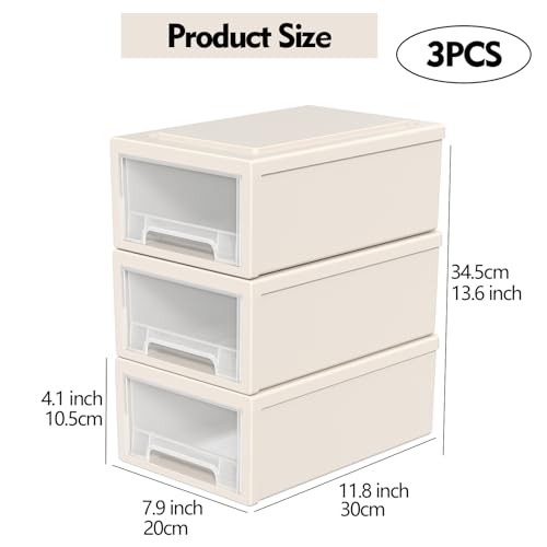Afromy 6 Quart Stacking Chest Storage Schublade Box, Desktop Stacking Frontbox Unit, 3 Packs