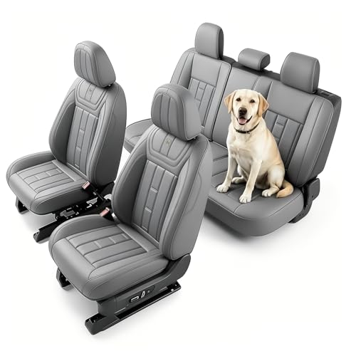 Image of Car Seat Covers Full Set for Toyota RAV4 1999-2025 Gray (5 Pack) | Waterproof car seat cover, anti-slip, breathable. Airbag compatible. Seat heating works. Easy clean. Durable stitching.
