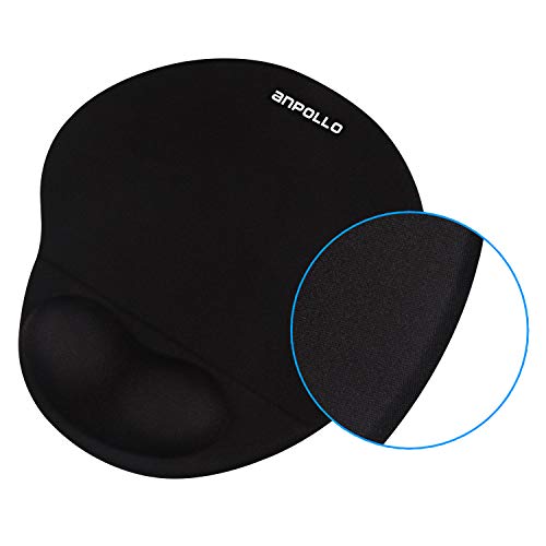 Anpollo Tappetino Mouse Ergonomico con Supporto per Il Polso, Tappetino per Mouse in Gel Confortevole, Tappetino Mouse Gaming Resistente - Nero
