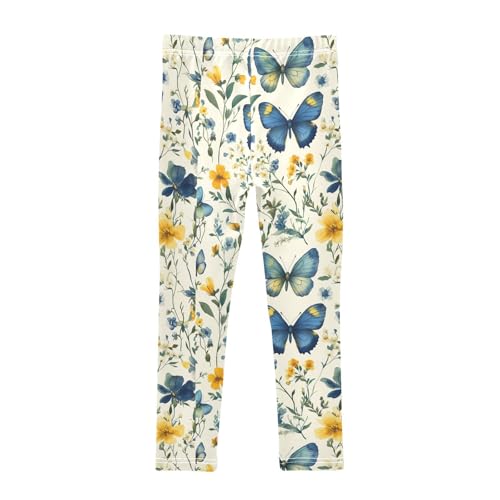 Boccsty Watercolor Butterflies Leaves Flower Girls Leggings Kids Yoga Pants Dance Active Tights 4T2