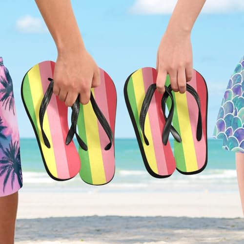 CEBUGI Unisex Flip Flop -Flat Sandal -NonSlip Couple Slippers -Natural Rubber Foam Soles Ultimate Comfort and Durability for Indoor Outdoor|Colorful Patchwork Pattern4
