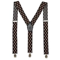 PELUCHE Checker Me Out brown color suspender for men and women | FreeSize – 3.5cm width and 110cm length