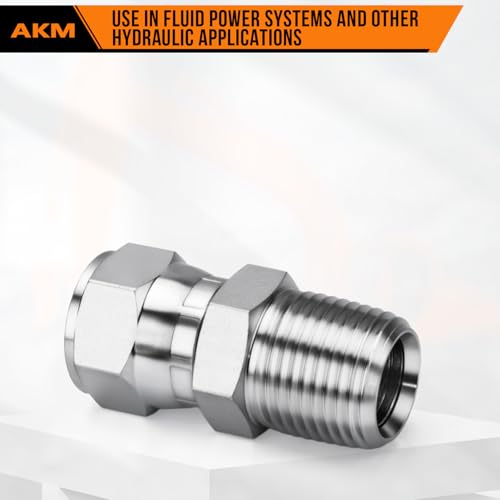 Image of Straight Hydraulic Hose Adapter Fittings, 6505-06-06 3 /8 inch Male (3 /8-18 NPTF) x 3 /8 inch Female JIC 37 Swivel (9 /16-18 UNF) Connectors x 5 pack