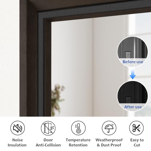 Image of 40 Feet Door Weather Stripping, Kerf Weather Stripping for Doors with Groove, Kerf Door Seal for Large Gap and Easy Installation(40, Black)