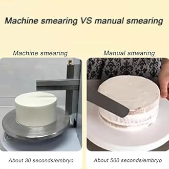 4-12Inch Automatic Cake Icing Machine, 200W Cake Cream Spreading Machine, Adjustable Cream Thickness& Touch Control, Cake Turntable and Leveler, Round Cake Coating Filling Machine, for Dessert Shops