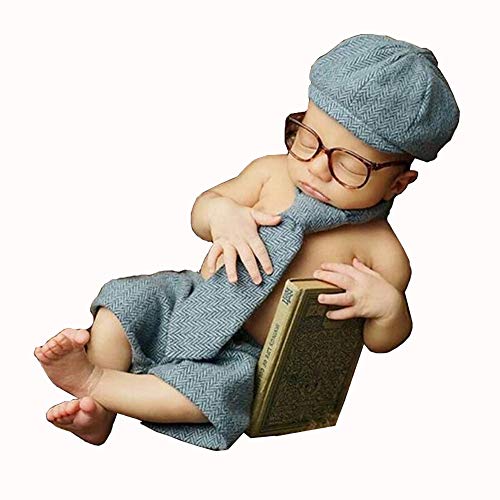 Himom Nouveau-né Bébé Garçon Fille Photographie Costume,4 Pièces Gentleman Tenues Pros de Photographie,Photo Accessoires,Ensemble de Vêtements pour Bébé Cover