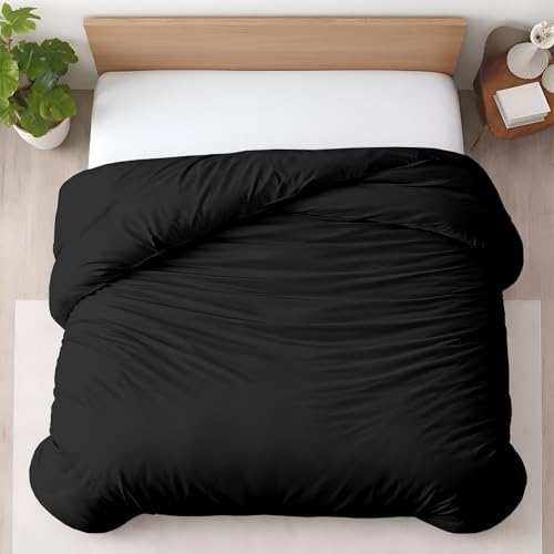 Kotton Culture Premium Duvet Cover 100% Egyptian Cotton 600 Thread Count with Zipper & Corner Ties Luxurious Hotel Collection (Queen/Full, Black)
