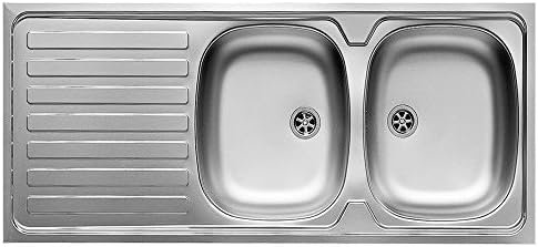 Pyramis 100118401 Stainless Steel Linen Kitchen Sink with Double Bowl - Grey