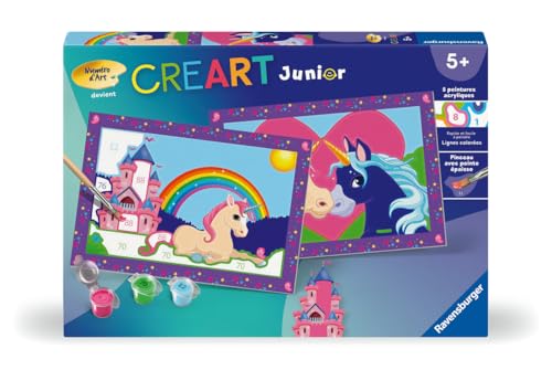 Ravensburger – CreArt Junior – Numéro d'art – Licornes – Kit de Peinture par numéros – Dès 5 Ans – 25799