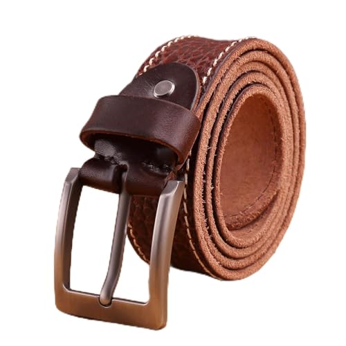 Men's Belt Perforated Cowhide Belt Pin Buckle Washed Vintage Belt Work Casual Daily Belt 110-125cm
