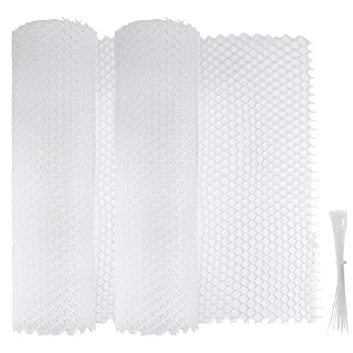 SEUNMUK 2 Rolls 41cm x 3m Chicken Wire Fence Mesh, Decorative Versatile Plastic Mesh Fence Garden Fencing with 40 Zip Ties