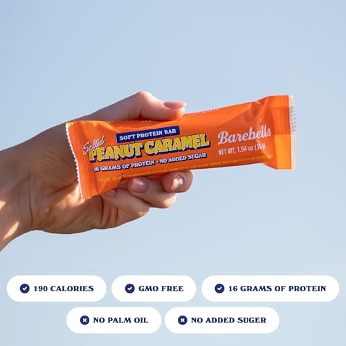 Image of Barebells Soft Protein Bars Salted Peanut Caramel - 24 Bars (2 Packs of 12) -16g High Protein Treats - Chocolate Nutrition Bar with 1g Total Sugars - On The Go Breakfast or Post-Workout Snack