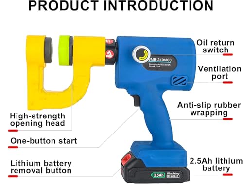 Automatic Electric Hydraulic Hole Punch Tool for Iron & Stainless Steel Plates - Battery-Powered with Manual Oil Return, Includes Carrying Case for Easy Transport