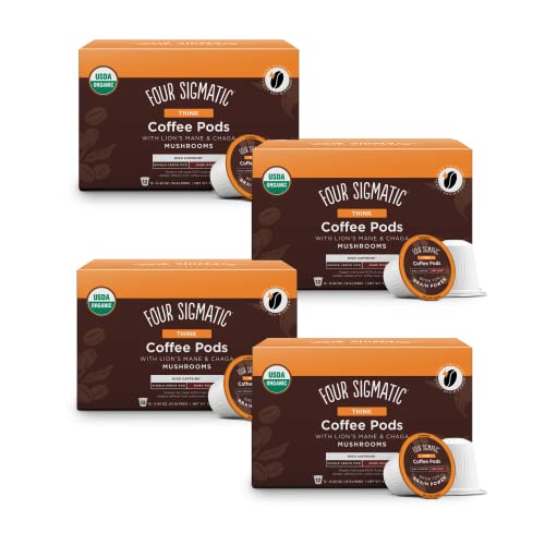 High Caffeine Mushroom Coffee K-Cups By Four Sigmatic | Organic And Fair Trade Dark Roast Coffee With Lion’s Mane & Chaga | Focus & Immune Support | Vegan & Keto | Sustainable Pods | 48 Count #TOP14