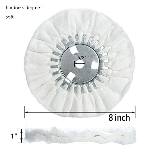 Image of 8 inch Soft Airway Buffing Wheel White Flannel / 5 /8'' Arbor Hole /Finish Polish Step for Angle Grinder - 2 PCS