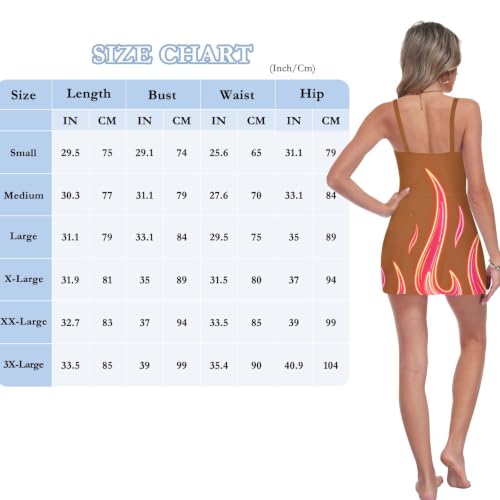 Maillot de bain push-up col dégagé marron imprimé flammes fluo à effet gainant