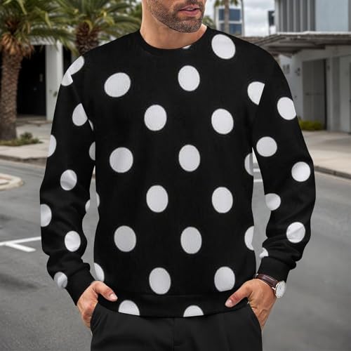 Black & White Big Dot Print Loose Fitting Pullover Sweater Soft, Warm, and Comfortable2